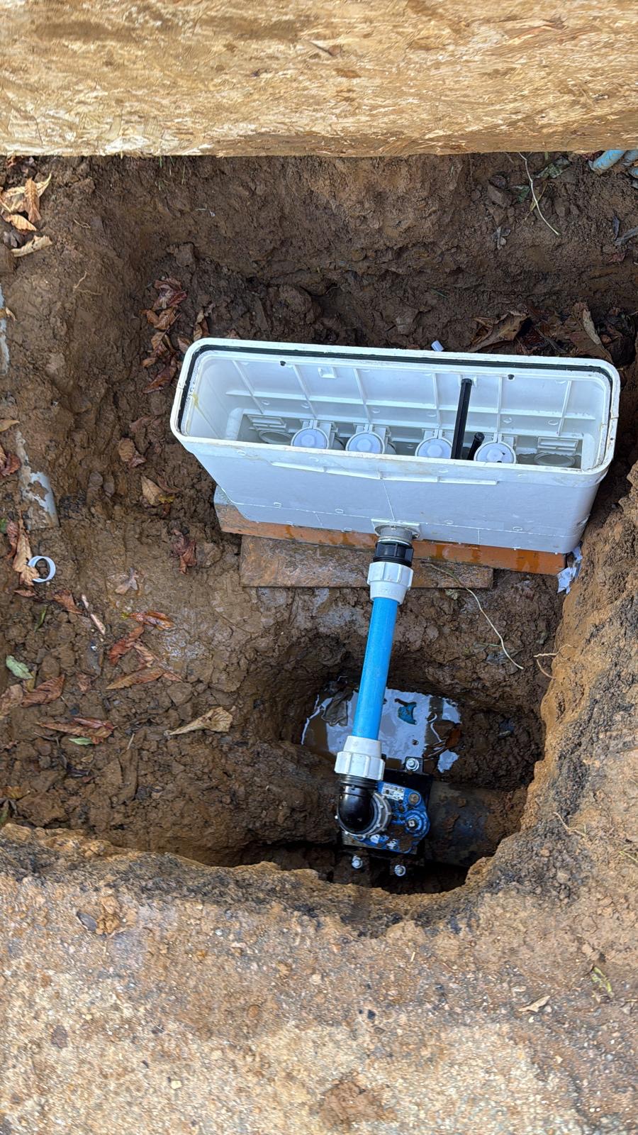Moling project 1 — new blue MDPE pipe connection