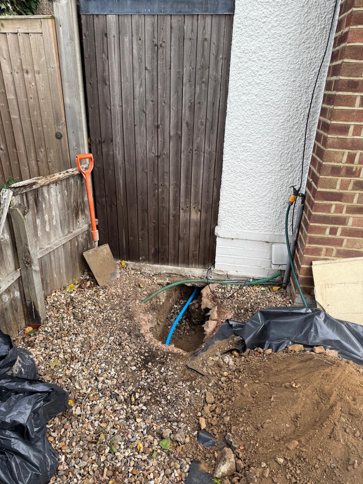 Moling project 1 — excavation with pipework connections